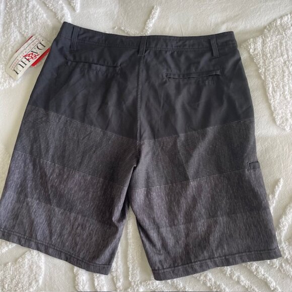 Da Hui Board Shorts Men 34 Black Gray Swim Trunks Hybrid 10 Inch Water Resistant - Picture 3 of 10